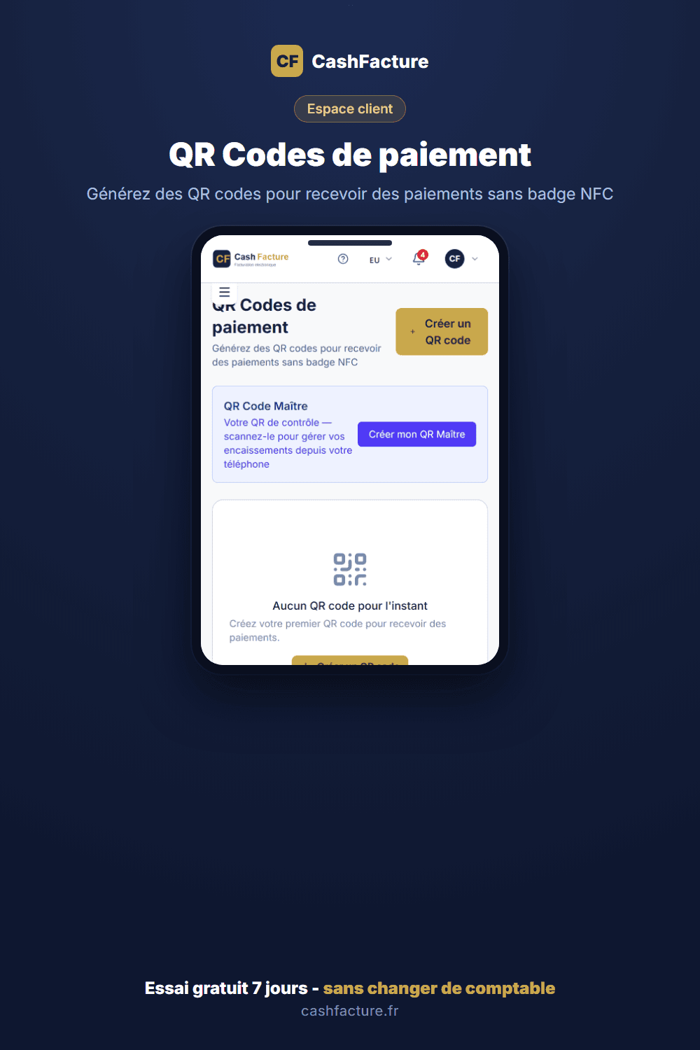 Génération d'un QR code de paiement dans CashFacture