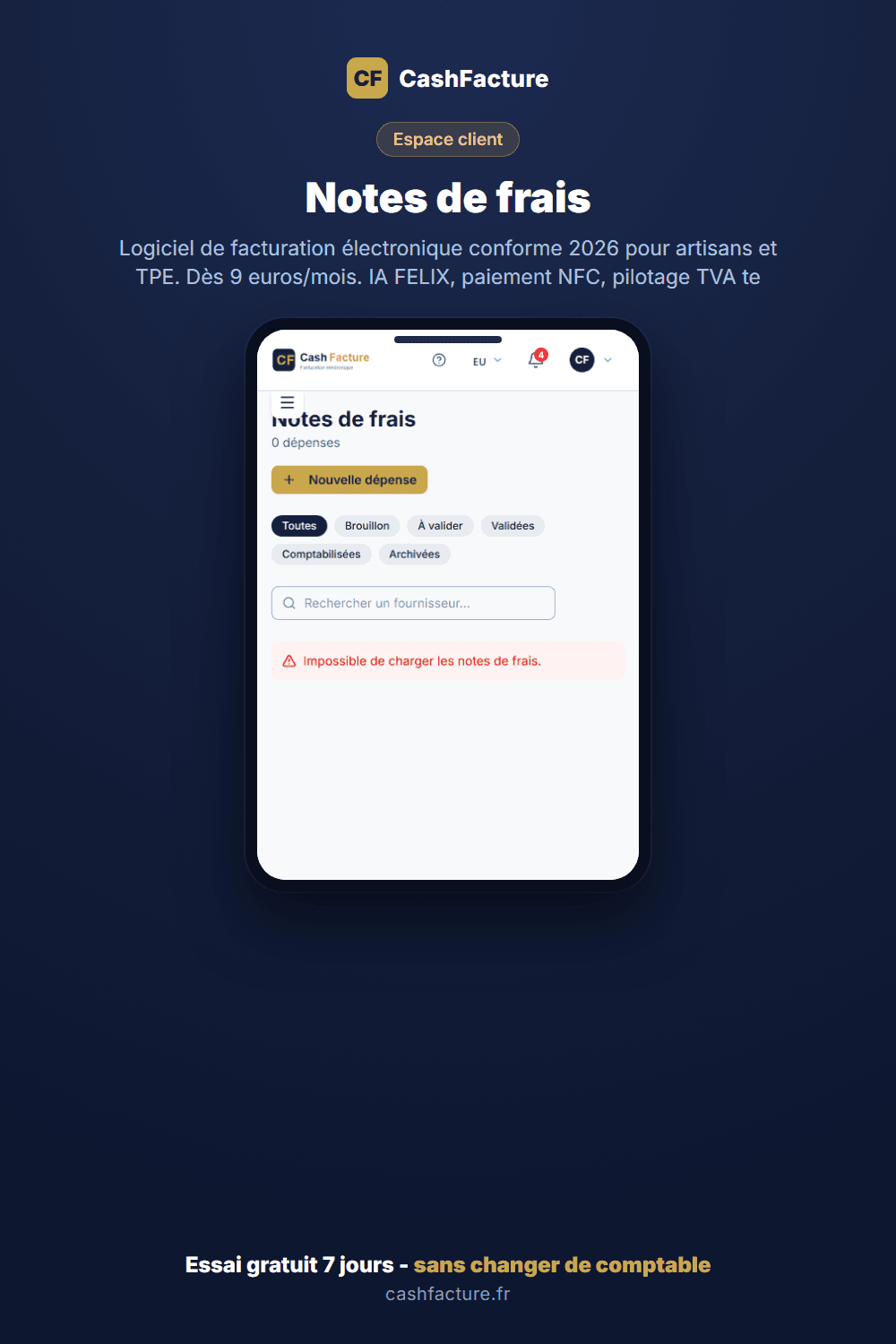 Module notes de frais et justificatifs dans CashFacture